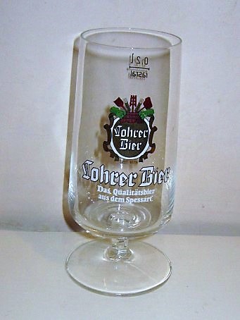 beer glass from the Keiler brewery in Germany with the inscription 'Lohrer Bier Loher Das Qualitatsbier'