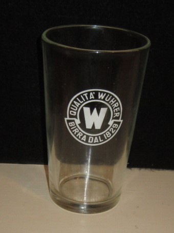 beer glass from the Peroni brewery in Italy with the inscription 'Qualita Wuhrer Birra Dal 1829'