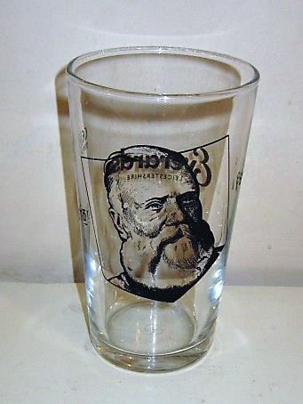 beer glass from the Everards brewery in England with the inscription 'ESTD 1849'
