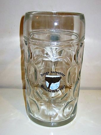 beer glass from the Gouden Boom  brewery in Belgium with the inscription 'Brugs Tarwebier Blanch De Bruges'