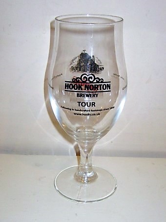 beer glass from the Hook Norton brewery in England with the inscription 'Hook Norton Brewery Tour'
