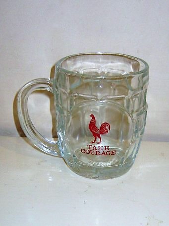 beer glass from the Courage brewery in England with the inscription 'Take Courage'