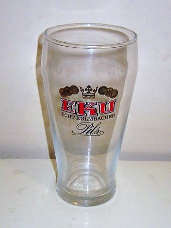 beer glass from the Kulmbacher brewery in Germany with the inscription 'Eku Echt Kulmbacher Pils'