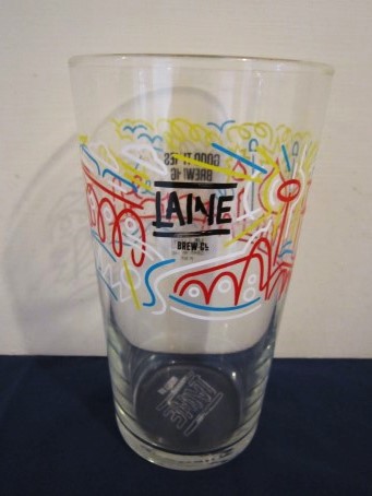 beer glass from the Laine brewery in England with the inscription 'Laine Brew Co'