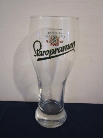 beer glass from the Staropramen brewery in Czech Republic with the inscription 'S 1869 Staropramen '