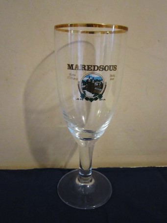 beer glass from the Duvel Moortgat brewery in Belgium with the inscription 'Maredsous Biere d'Abbye Abdij Bier'