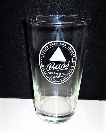 beer glass from the Bass  brewery in England with the inscription 'Bass Our Finest Ale William Bass And Company Brewers In Burton on Trent Since 1777'
