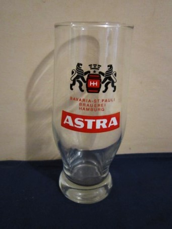 beer glass from the St. Pauli Brewery brewery in Germany with the inscription 'Astra Bavaria St Pauli Brauerei Hamburg'