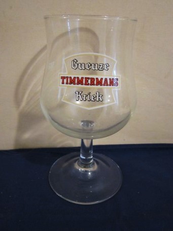 beer glass from the Timmermans brewery in Belgium with the inscription 'Timmermans Guevze Kriek'