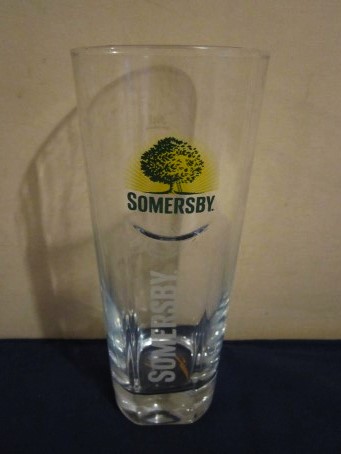 beer glass from the Carlsberg brewery in Denmark with the inscription 'Somersby, Somersby'