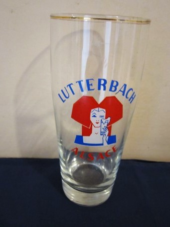 beer glass from the Lutterbach  brewery in France with the inscription 'Lutterbach Alsace'