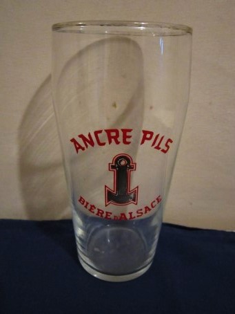 beer glass from the Heineken brewery in France with the inscription 'Ancre Pils Biere D Alsace'