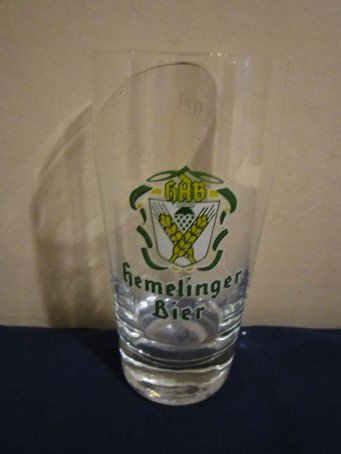 beer glass from the Hemelinger Getrnke Ahlers  brewery in Germany with the inscription 'Hemelinger Bier HAB'