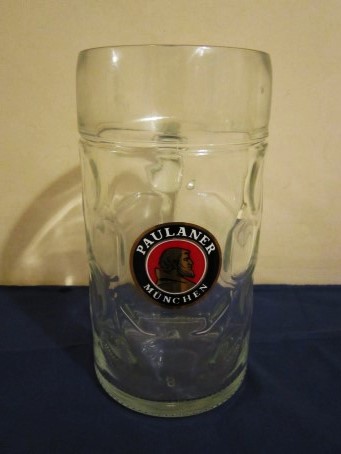beer glass from the Paulaner brewery in Germany with the inscription 'Paulaner Munchen'