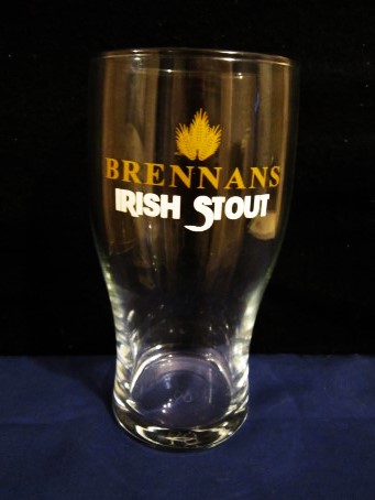 beer glass from the Brennans brewery in Ireland with the inscription 'Brennans Irish Stout'