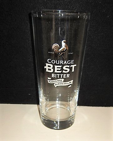 beer glass from the Courage brewery in England with the inscription 'Courage Best Bitter Always Was Always Will Be'