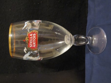 beer glass from the Stella Artois brewery in Belgium with the inscription 'Stella Artois'