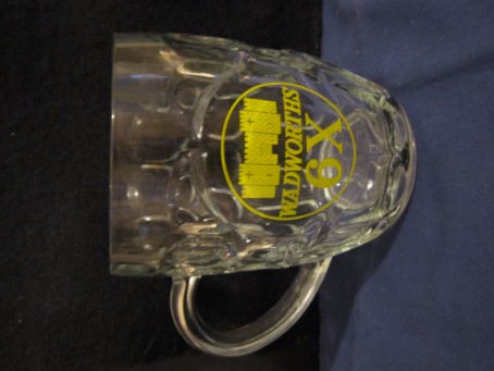 beer glass from the Wadworth brewery in England with the inscription 'Wadworth 6X'