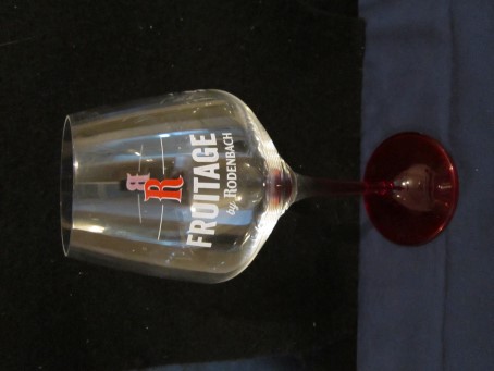 beer glass from the Rodenbach brewery in Belgium with the inscription 'R Fruitage By Rodenbach'