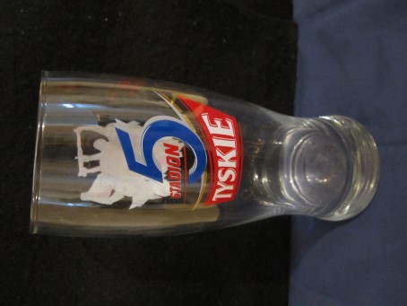 beer glass from the Kompania Piwowarska brewery in Poland with the inscription 'Tyskie Stadion 5 '