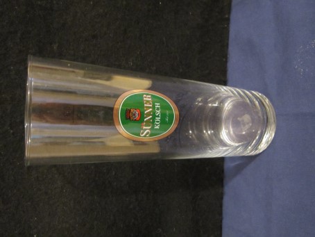 beer glass from the Sunner brewery in Germany with the inscription 'Sunner Kolsch Seit 1830'