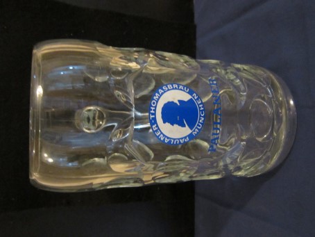 beer glass from the Paulaner brewery in Germany with the inscription 'Paulaner, Paulaner Thomasbrau Munchen'