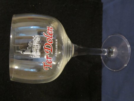 beer glass from the Castle  brewery in Belgium with the inscription 'Terdolen Abdijbier '