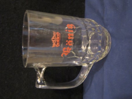 beer glass from the Konig  brewery in Germany with the inscription 'Konig'