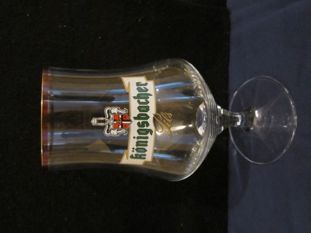 beer glass from the Konigsbacher brewery in Germany with the inscription 'Konigsbacher Pils'