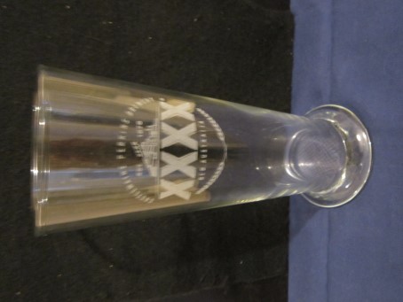 beer glass from the Castlemaine brewery in Australia with the inscription 'Castlemain Perkins Brewery EST 1878 XXXX Ol Australia'