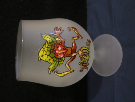 beer glass from the Dubuisson brewery in Belgium with the inscription 'Trolls'