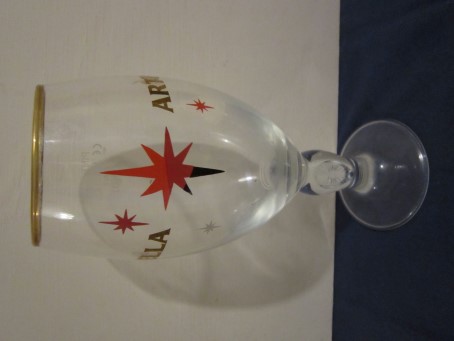 beer glass from the Stella Artois brewery in Belgium with the inscription 'Stella Artois'