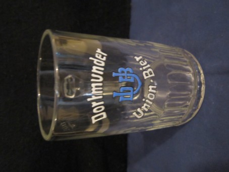 beer glass from the Dortmunder Union  brewery in Germany with the inscription 'DB Dortmunder Union Bier'