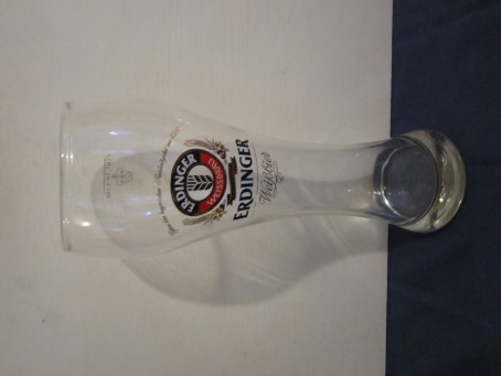 beer glass from the Erdinger  brewery in Germany with the inscription 'Erdinger Weissbrau, Erdinger Weisbier'