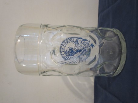 beer glass from the Whitbread  brewery in England with the inscription 'Heldenbrau Lager Beer'