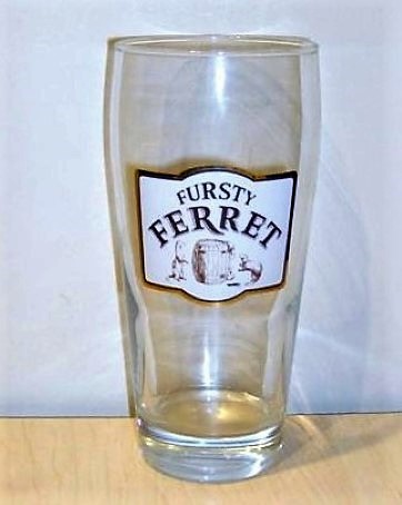 beer glass from the Hall & Woodhouse brewery in England with the inscription 'Fursty Ferret'