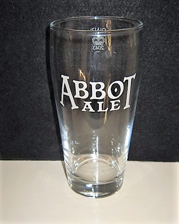 beer glass from the Greene King brewery in England with the inscription 'Abbot Ale'