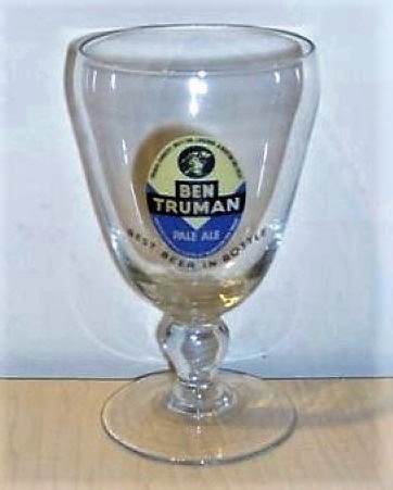 beer glass from the Truman brewery in England with the inscription 'Ben Truman Pale Ale Brewed And Matured At Burton On Trent Best Beer In Bottle'