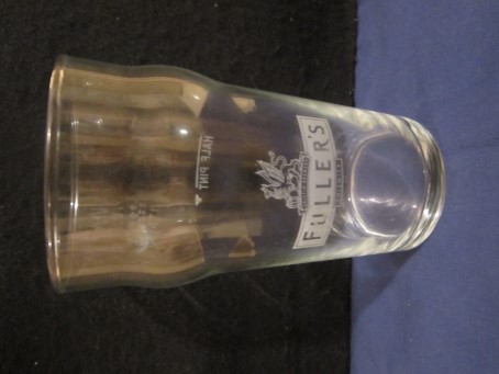 beer glass from the Fuller's brewery in England with the inscription 'Fuller's  Griffin Brewery Chiswick'