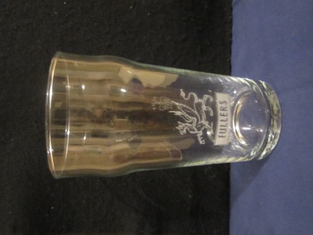 beer glass from the Fuller's brewery in England with the inscription 'Fuller's Griffin Brewery Chiswick'