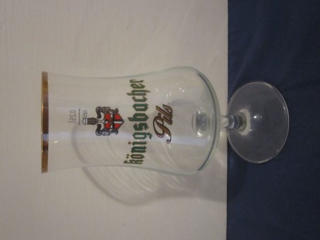beer glass from the Konigsbacher brewery in Germany with the inscription 'Konigsbacher Pils'
