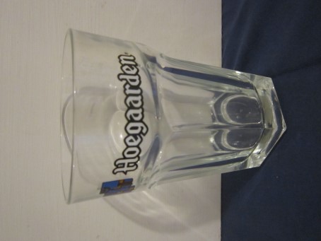 beer glass from the Hoegaarden  brewery in Belgium with the inscription 'Hoegaarden'