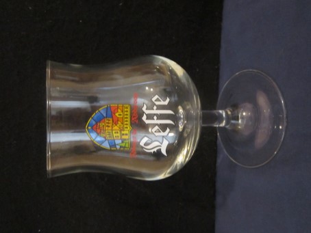 beer glass from the Leffe brewery in Belgium with the inscription 'Leffe Abbaye De Abdijvan'