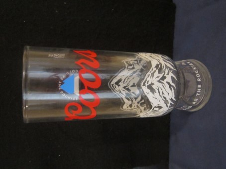 beer glass from the Molson Coors brewery in Canada with the inscription 'Coors, Cold as The Rockies'