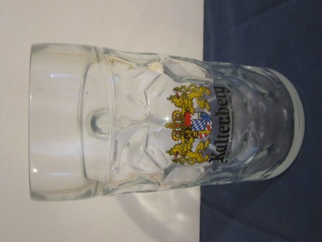 beer glass from the Kaltenberg brewery in Germany with the inscription 'Kaltenberg Bier Von Koniglicher Hoheit'