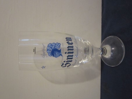 beer glass from the Hartwall brewery in Finland with the inscription 'Special Sininen Trade Mark 1935 Finest Finnish Beer'