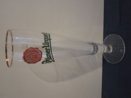 beer glass from the Pilsner Urquell brewery in Czech Republic with the inscription 'Pilsner Urquell'