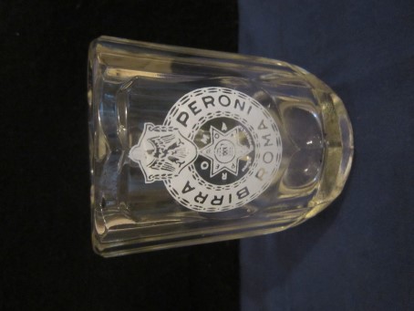 beer glass from the Peroni brewery in Italy with the inscription 'Birra Peroni Roma'