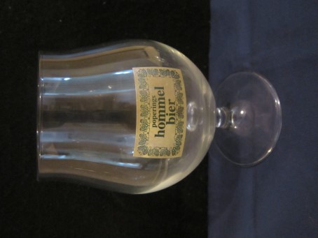 beer glass from the Leroy brewery in Belgium with the inscription 'Poperings Hommel Bier'