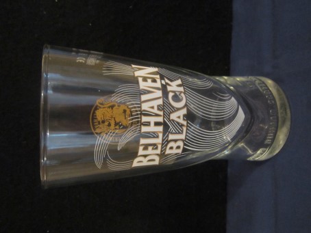 beer glass from the Belhaven brewery in Scotland with the inscription 'Belhaven Black From Dunbar Scotland Since 1719'
